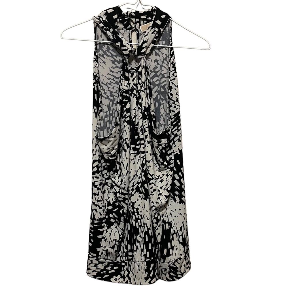 Michael Kors Black & White Patterned Halter/ Tank Top